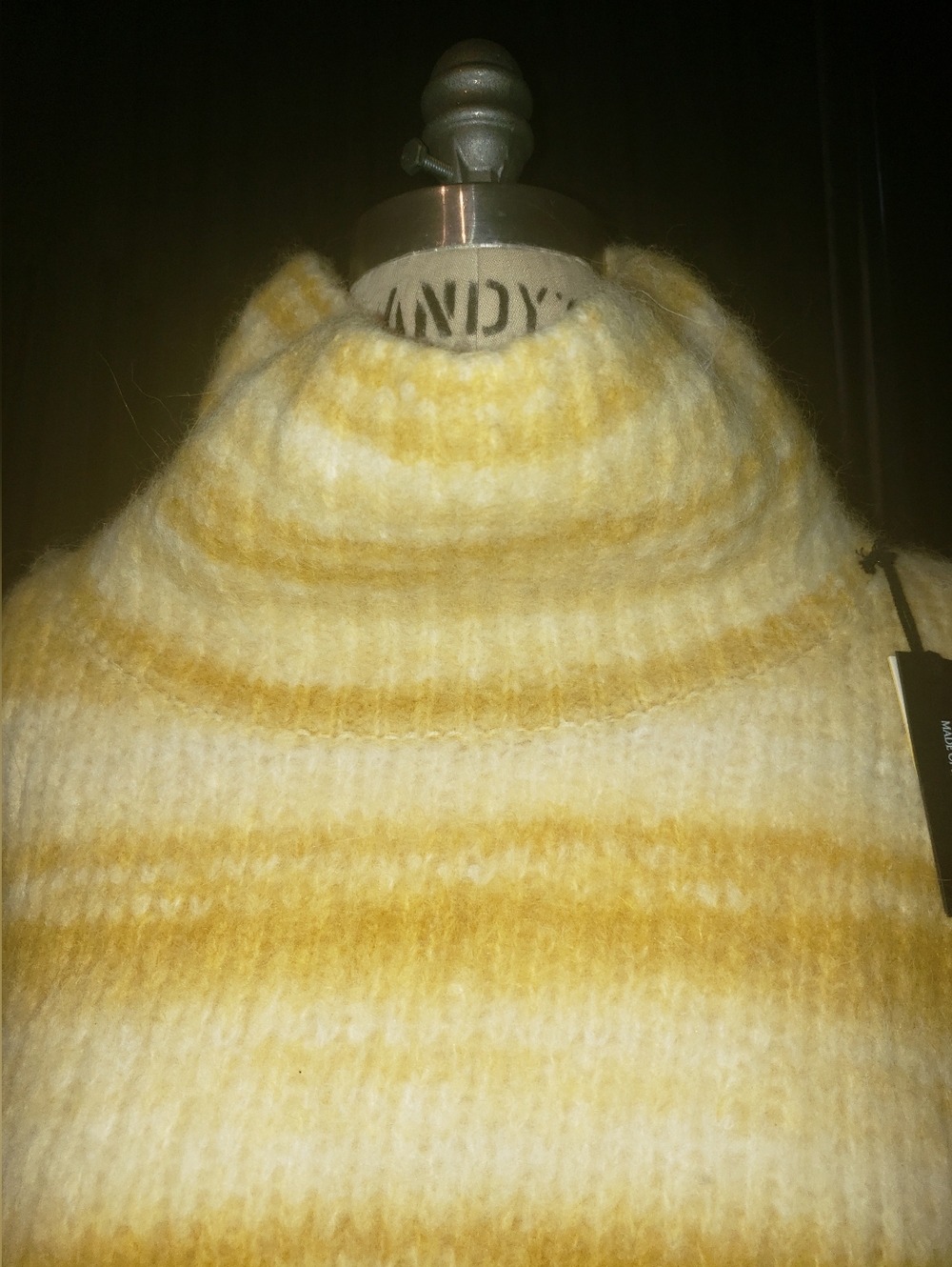 NWT B.R. Mustard Yellow/cream Alpaca Oversized Turtleneck Sweater XL